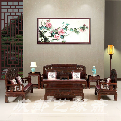 客厅中式家居沙发墙作品600元起订